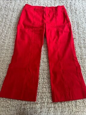 Anthropologie Maeve Margot Tomato Red Cropped Kick Flare Pants